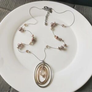 Chicos Oval Loops Pendant Necklace Gift Party Holiday Show Jewelry 32”